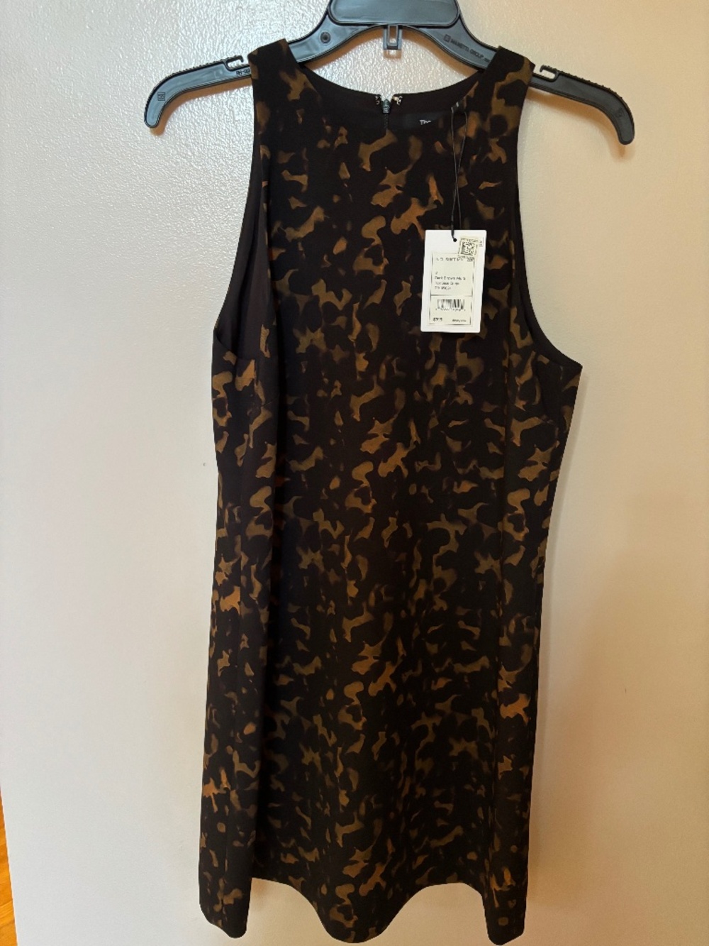 Theory Dark Brown Multi Tortoise Crepe Dress Size 8